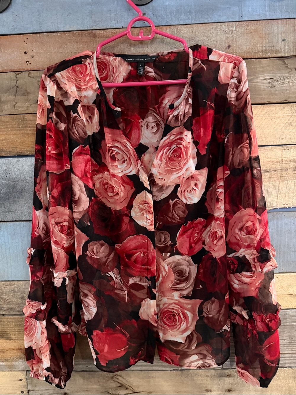 Floral Rose Print Sheer Blouse
